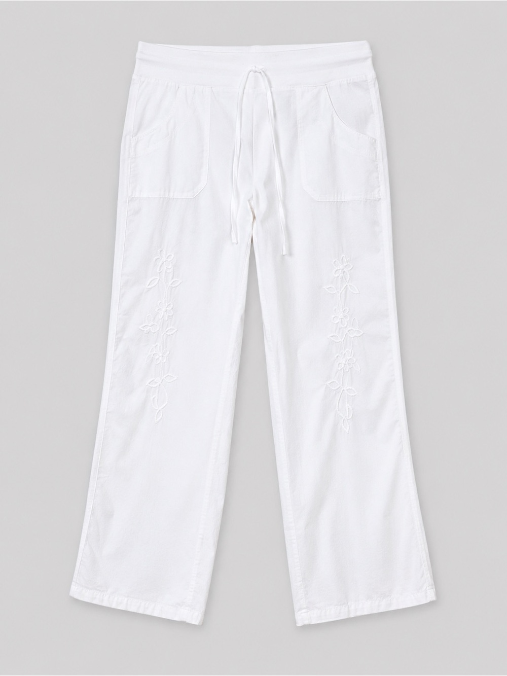 Caamana Womens Peruvian Cotton Wide Leg Pants Medium Embroidered Coastal Beachy